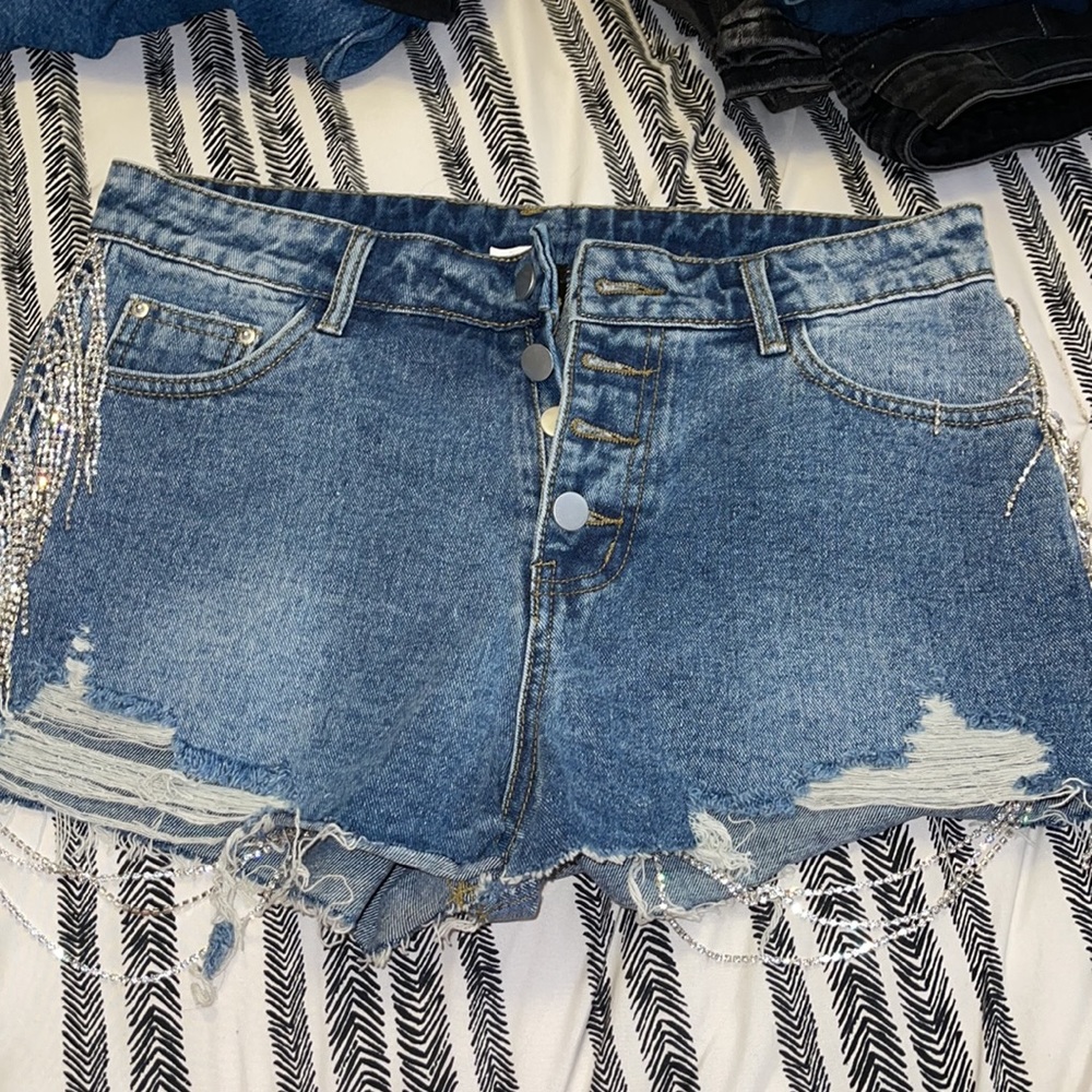 Just couldn’t resist rhinestone shorts: dark wash/large
